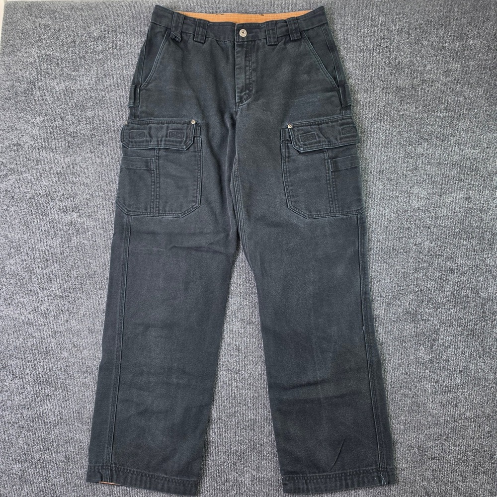 Duluth Trading Fire Hose Cargo Work Pants Men's 34x34 Black Canvas Relaxed Fit